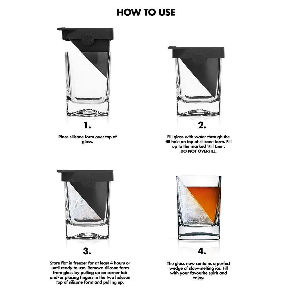 Whiskey Wedge Ice Mould Tumbler Set for Slow Sipping