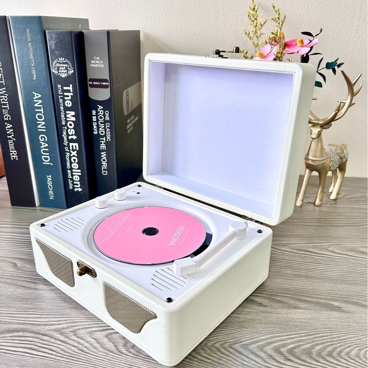 Retro CD Player with Bluetooth Speaker Suitcase Design