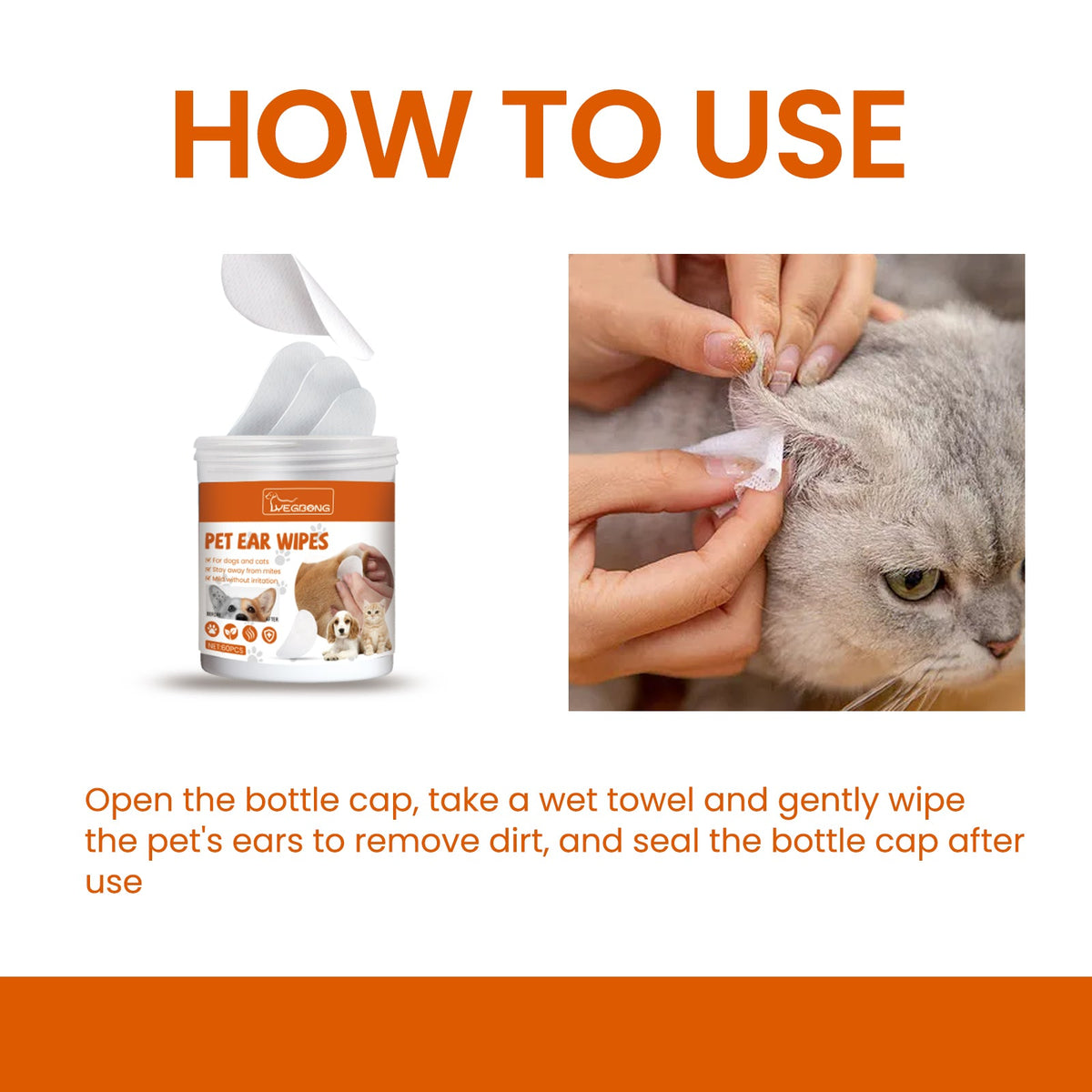 Pet Ear Wipes for Dogs & Cats | Easy Odor & Wax Care