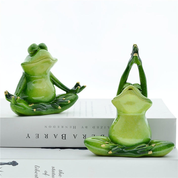 Yoga Frog Couple Ornaments for Playful Peaceful Decor