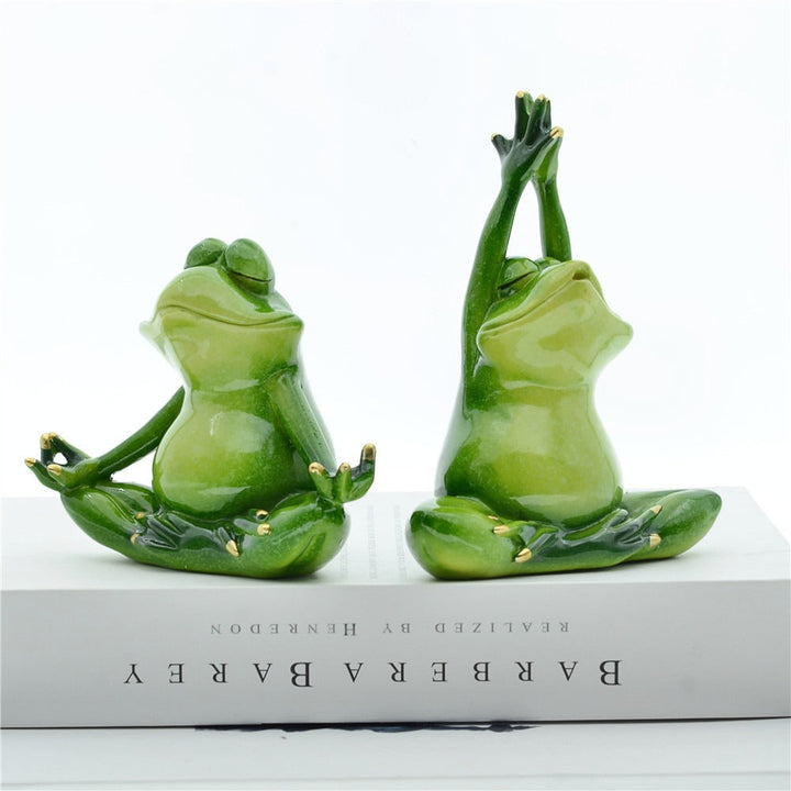 Yoga Frog Couple Ornaments for Playful Peaceful Decor
