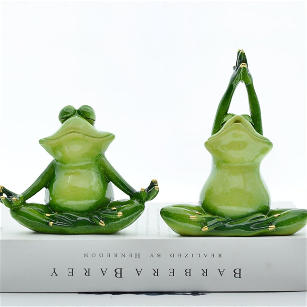 Yoga Frog Couple Ornaments for Playful Peaceful Decor