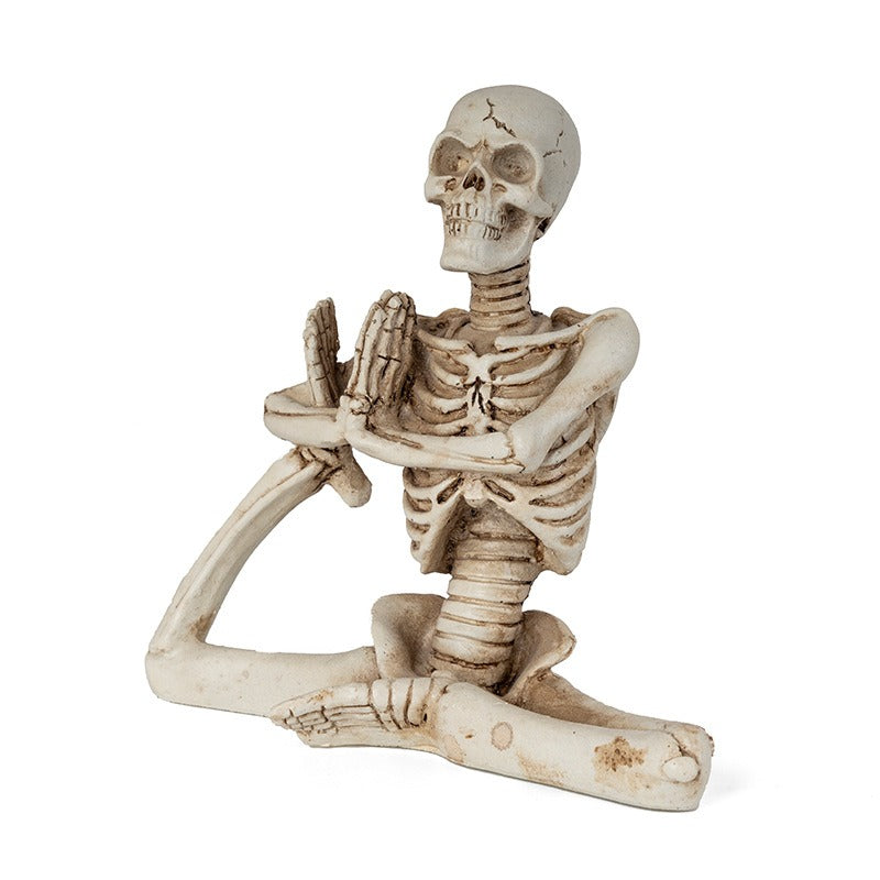 Yoga Skull Sculpture Decor for Quirky Shelf Character