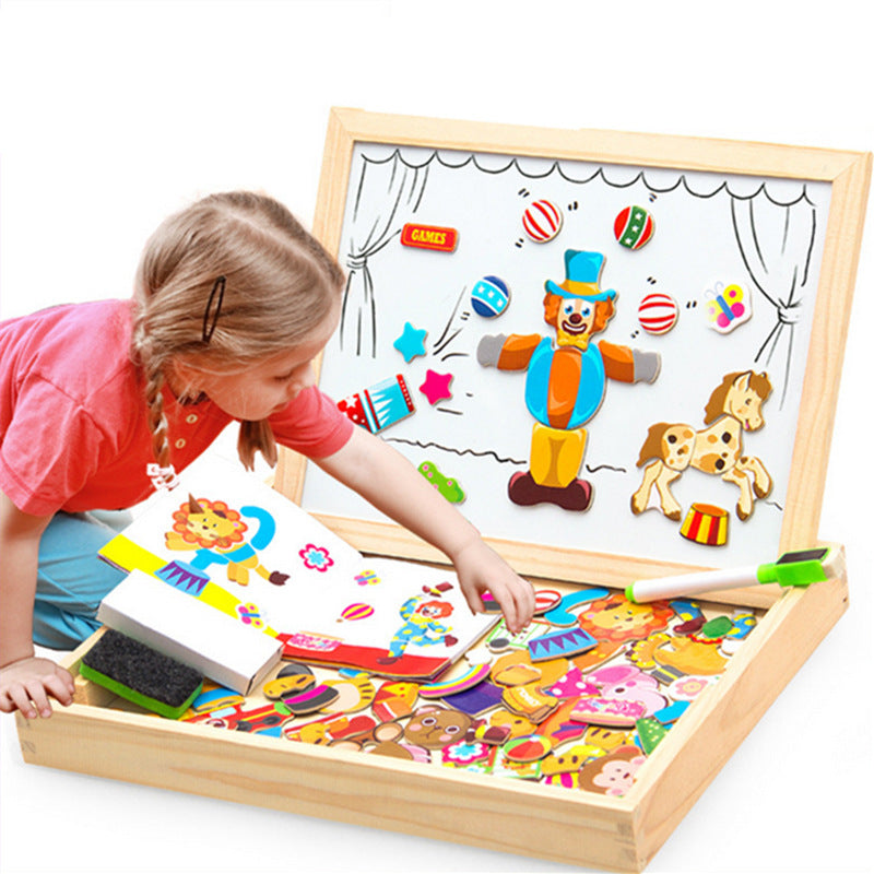 Magnetic Animal Puzzle Drawing Board for Creative Play