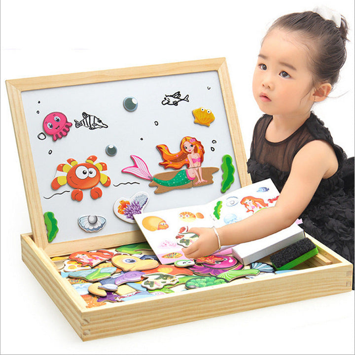 Magnetic Animal Puzzle Drawing Board for Creative Play