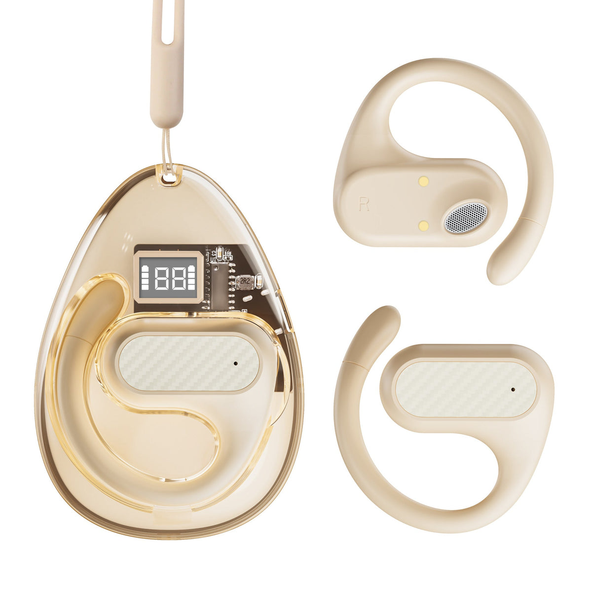 Open-Ear Wireless Earphones with LED Battery Display