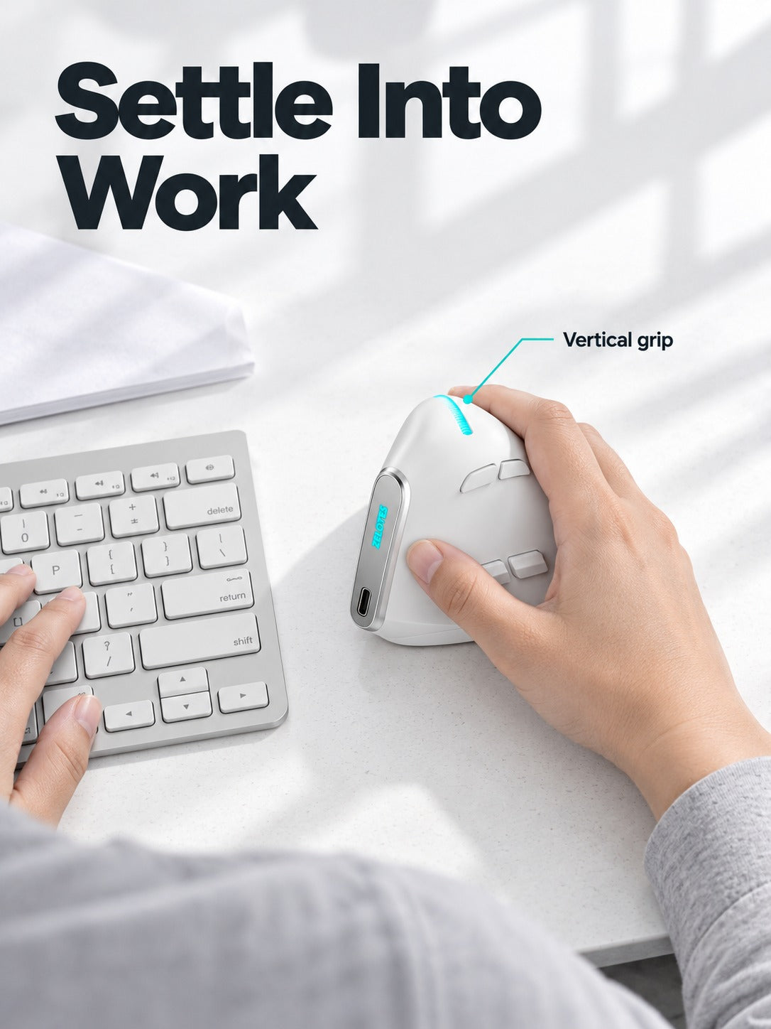 Vertical Ergonomic Mouse for Wrist-Neutral Office Comfort