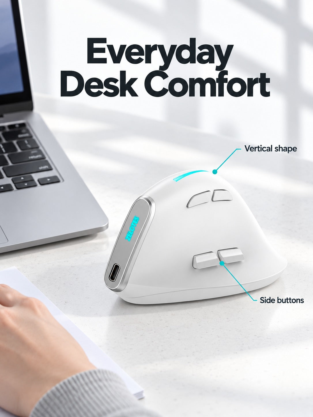Vertical Ergonomic Mouse for Wrist-Neutral Office Comfort