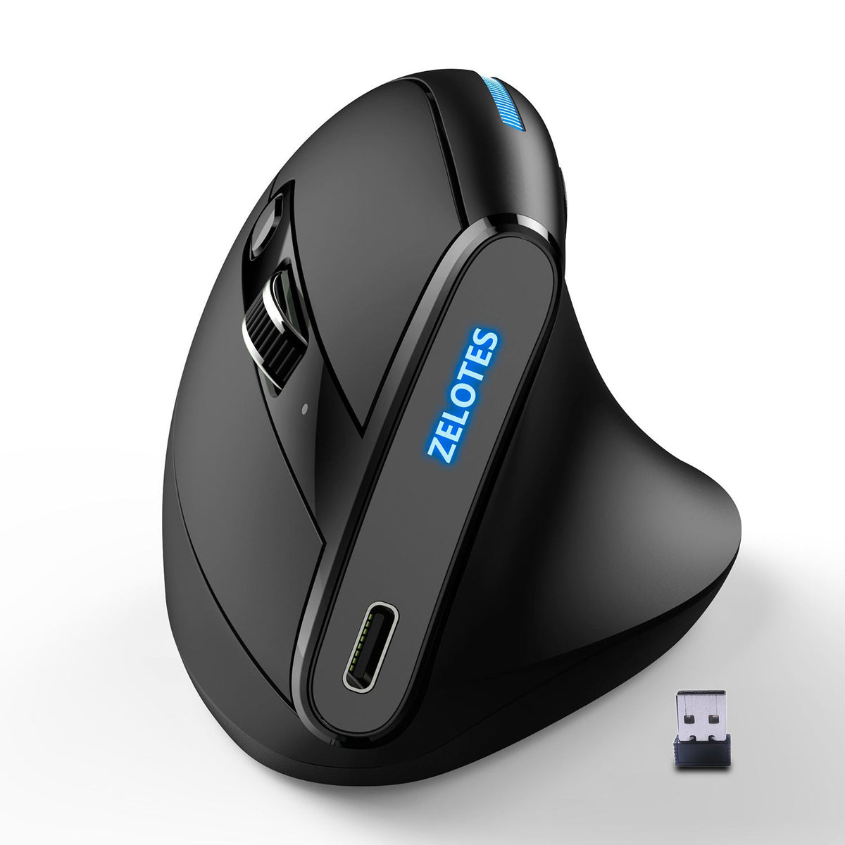 Vertical Ergonomic Wireless Mouse with USB-C Charging