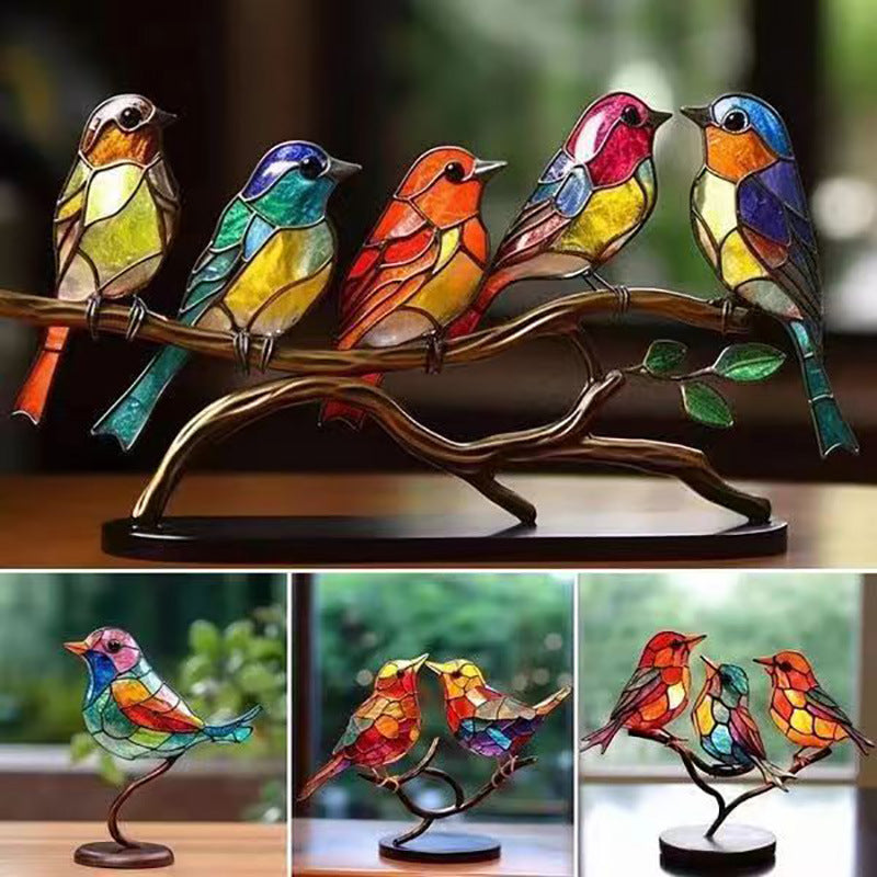 Bird Sculpture Decor – Colorful Nature Tabletop Accent