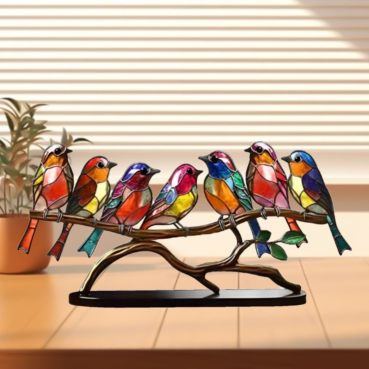 Bird Sculpture Decor – Colorful Nature Tabletop Accent