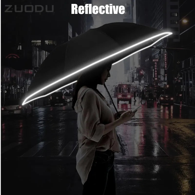 Men's Reverse Folding Automatic Umbrella with LED Light