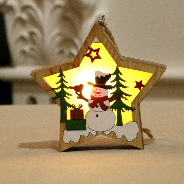 Wooden Christmas Ornaments With Warm Luminous Glow