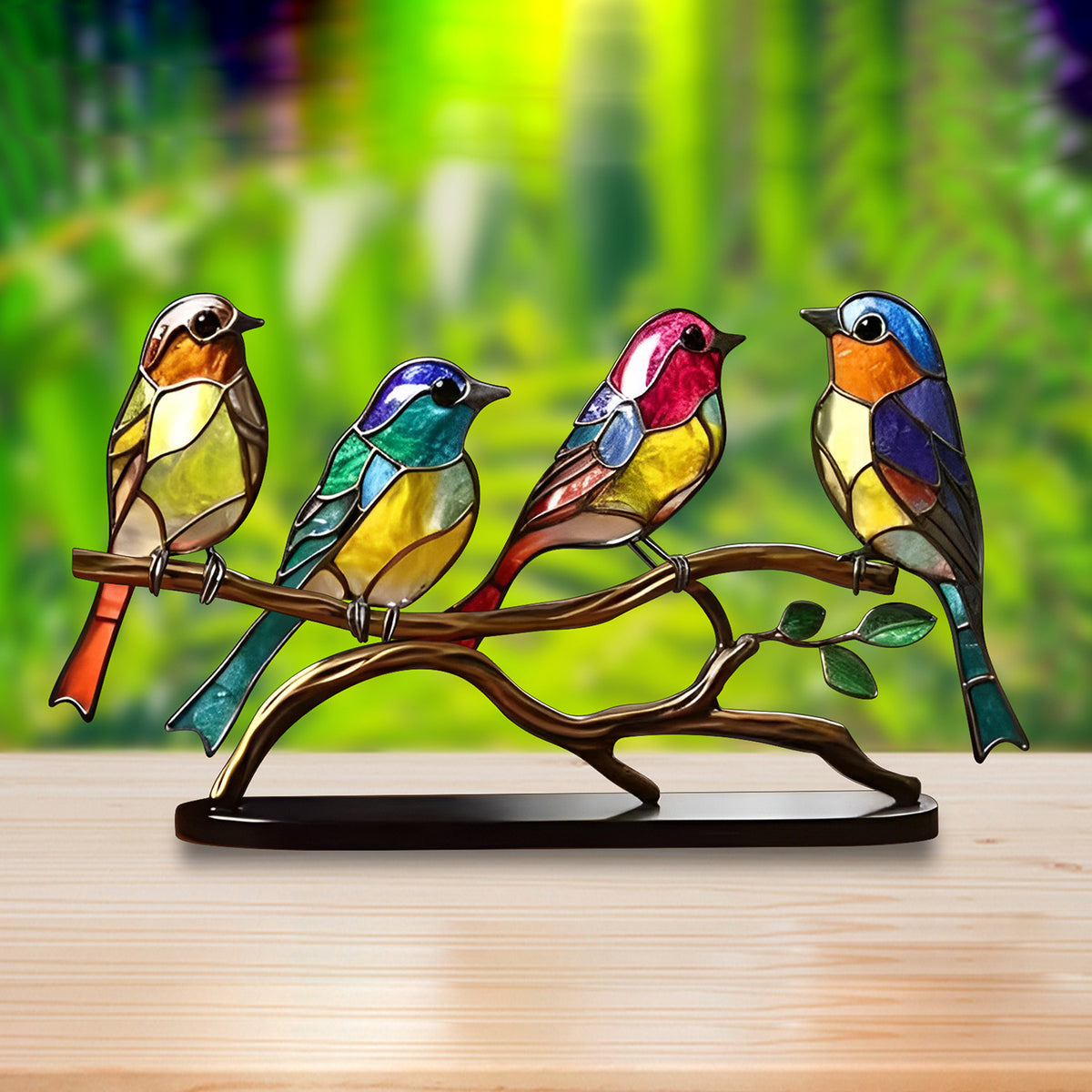 Bird Sculpture Decor – Colorful Nature Tabletop Accent