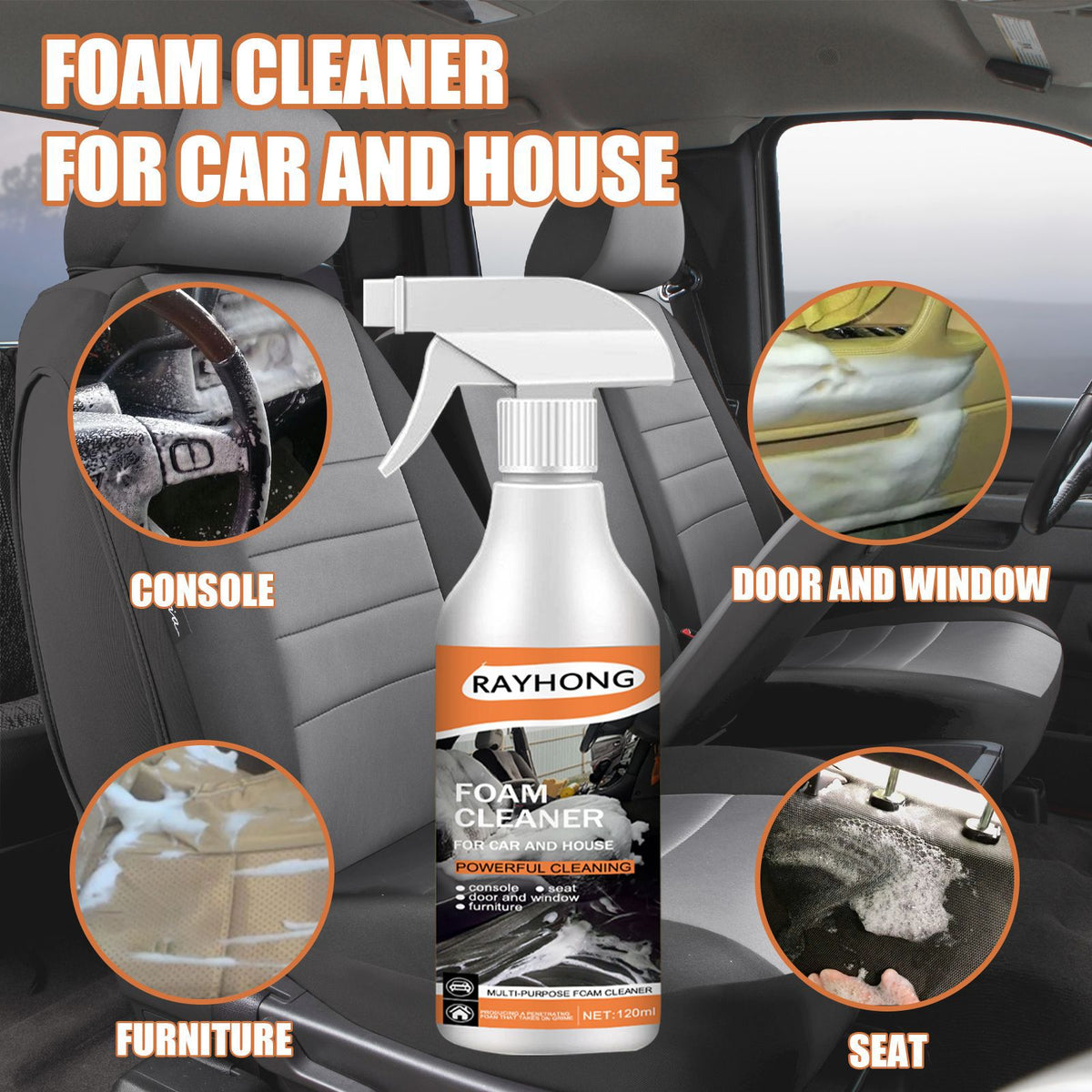 Car Interior Foam Cleaner for Multi-Surface Stains
