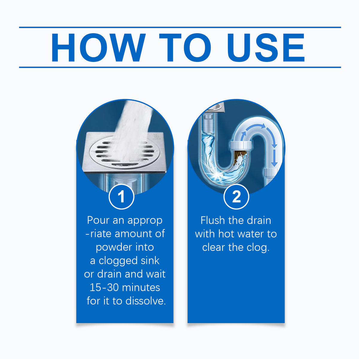 Drain Cleaning Powder for Slow Sinks, Odors & Grease