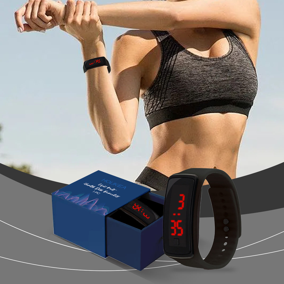 Digital Sports Watch for Bright, Easy Workout Time