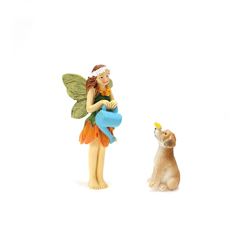 Resin Fairy Garden Mushroom House Set with Figures