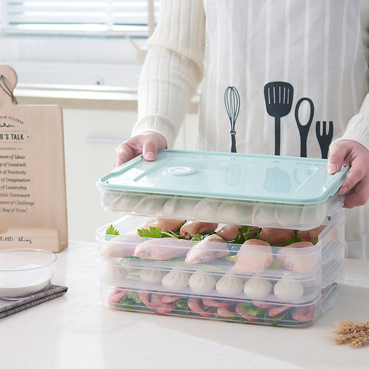 Multi-Layer Dumpling Box with Lid for Fridge & Freezer