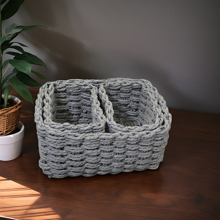 Handmade Woven Paper Rope Storage Baskets for Desks