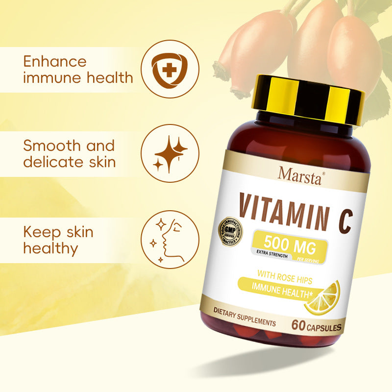 Vitamin C Capsules with Rose Hips — Extra Strength Immune