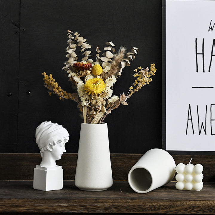 Mini Matte White Ceramic Vase for Dried Flower Decor
