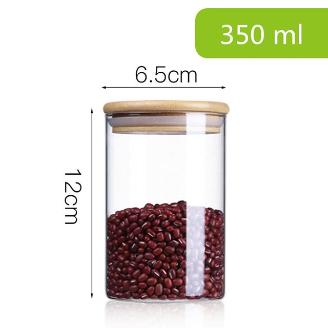 Airtight Glass Food Storage Jars with Bamboo Lids Set