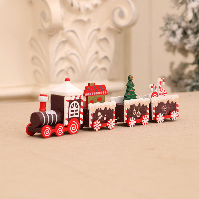 Wooden Christmas Train Decorations for Festive Displays