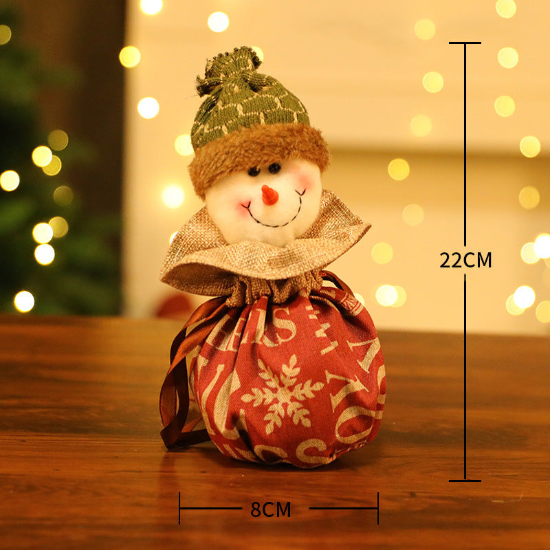 Christmas Gift Bags With Plush Snowman & Santa Decor