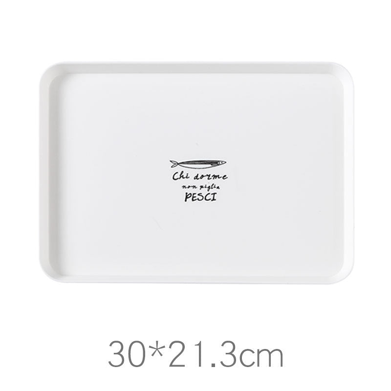 Nordic Rectangular Breakfast Plate, Matte White Plastic