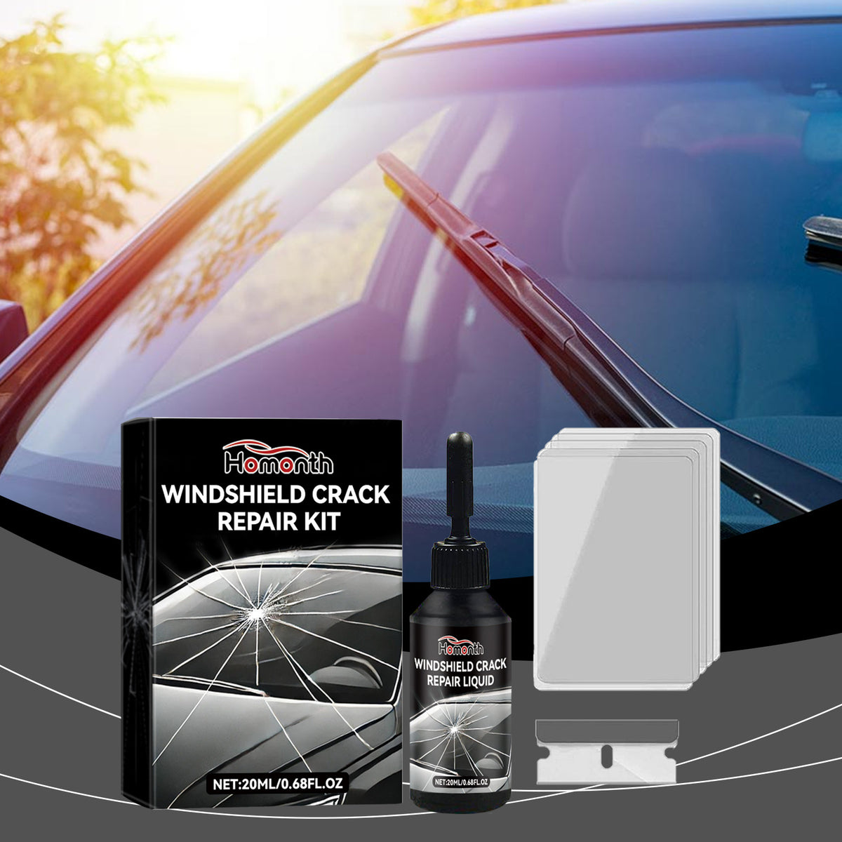 Windshield Crack Repair Kit for Strong Glass Bonds