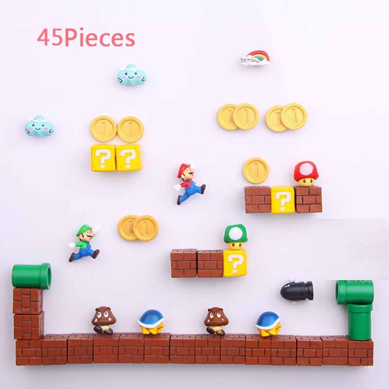 Super Mario Fridge Magnets: 8-Piece 3D Resin Decor Set