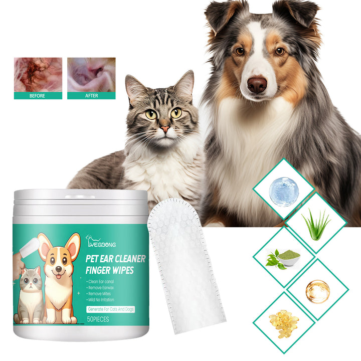 Pet Ear Cleaner Finger Wipes for Gentle Odor Removal