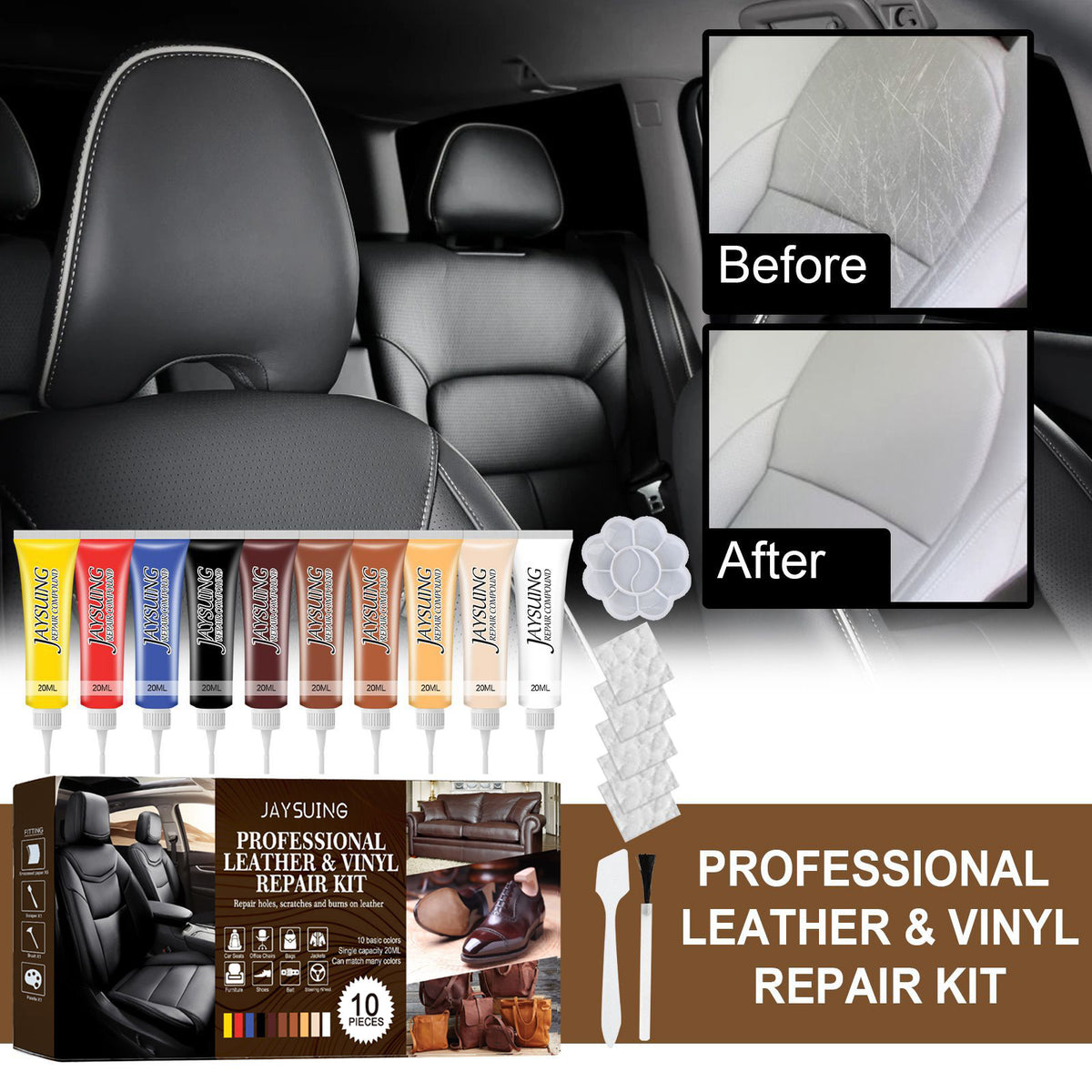 Leather Repair Kit for Color Restoration & Scuffs