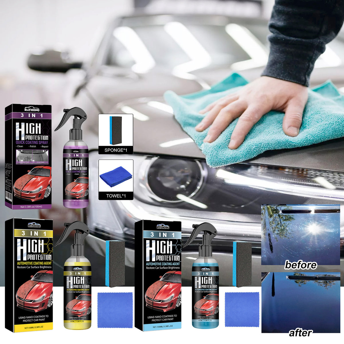 Car Paint Coating Spray for Glossy Paint Protection