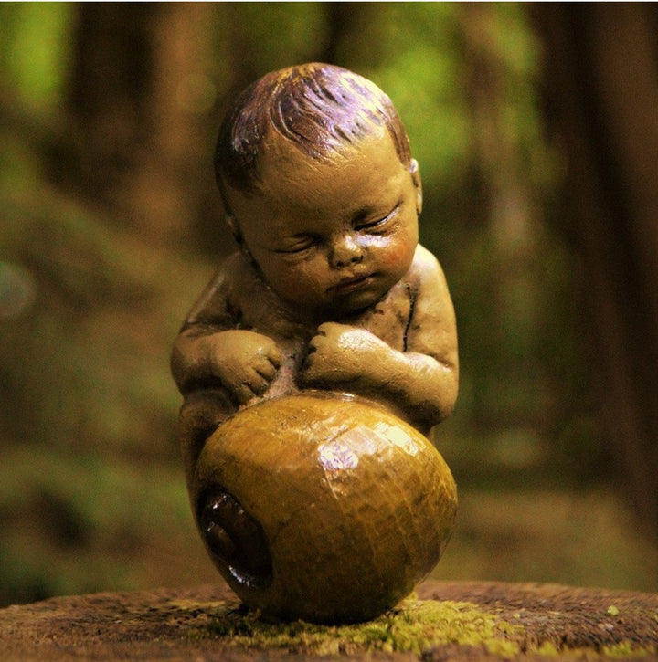 Hand-Painted Sleeping Baby Snail Garden Resin Figurine