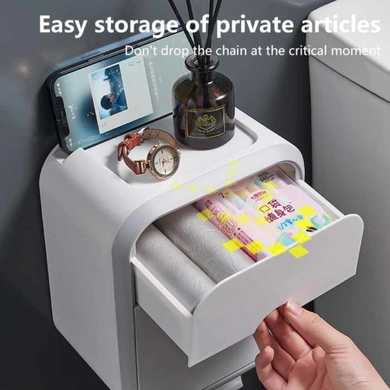 Punch-Free Toilet Paper Holder Waterproof Wall Box