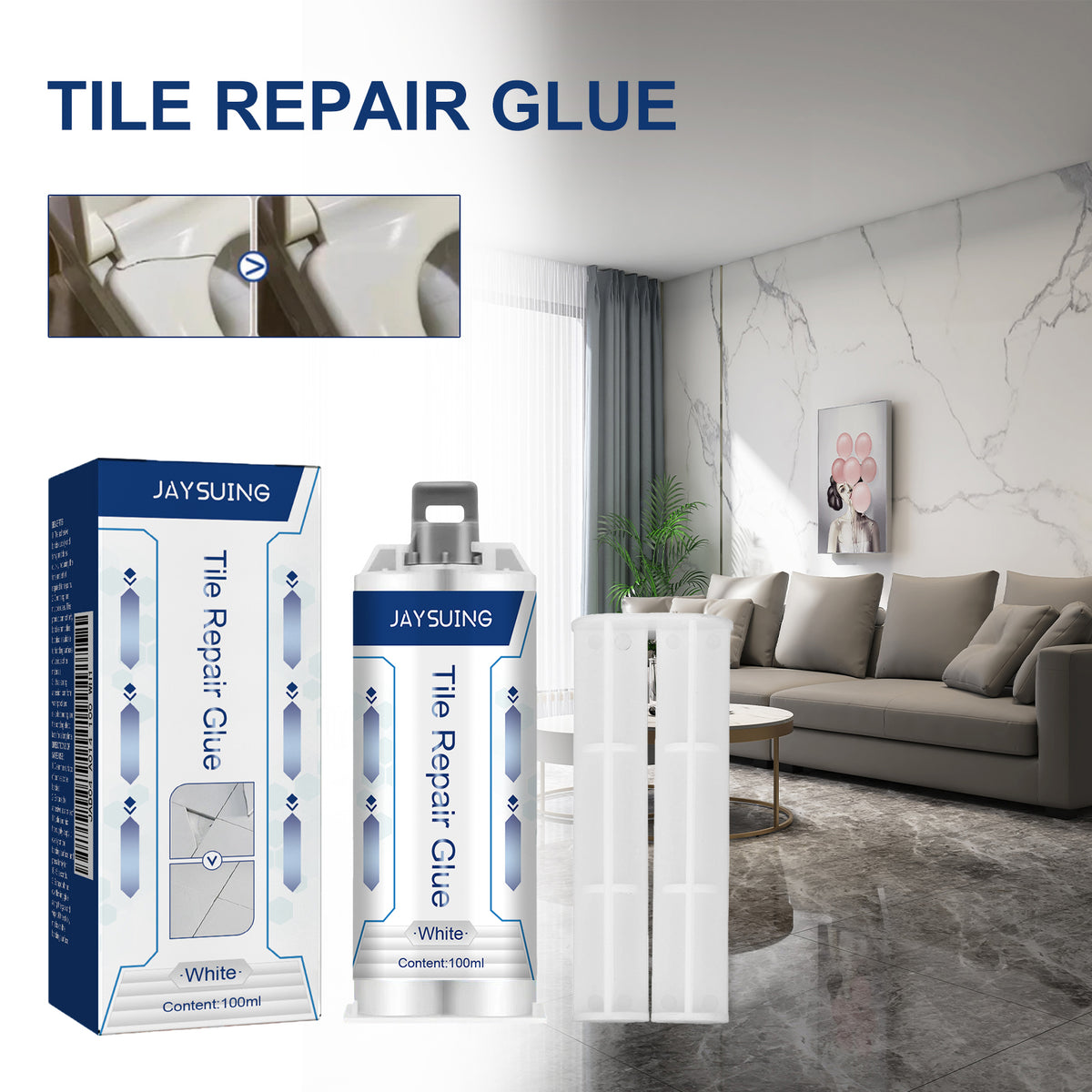Tile Repair Adhesive for Clean Ceramic Surface Fixes