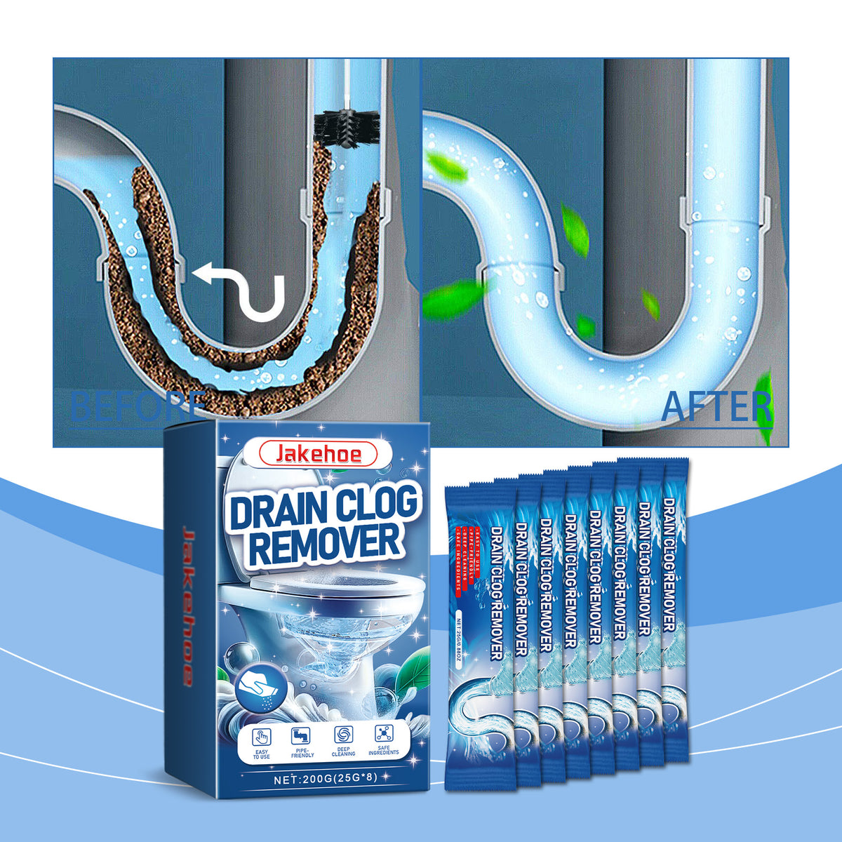 Drain Clog Remover Powder With 8 Pre-Measured Sachets