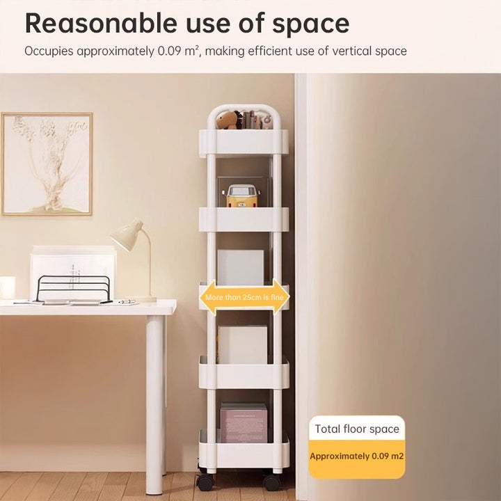 Slim 5-Tier Rolling Utility Cart for Narrow Gaps