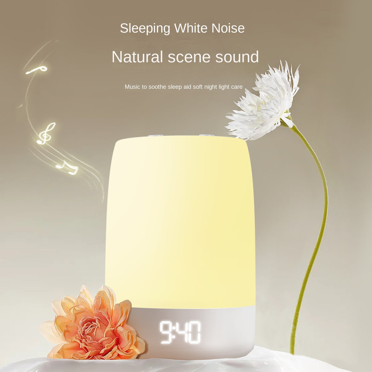 White Noise Sleep Machine with Warm Night Light & Timer