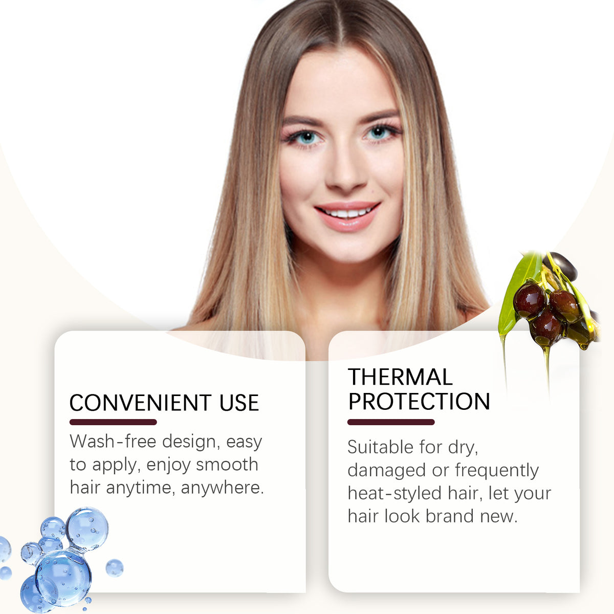 Leave-In Hair Mask for Heat Protection and Frizz