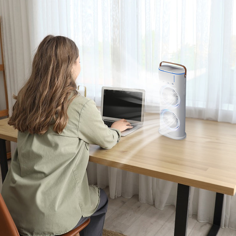 Rechargeable Mini Desk Fan with Mist Spray Cooling