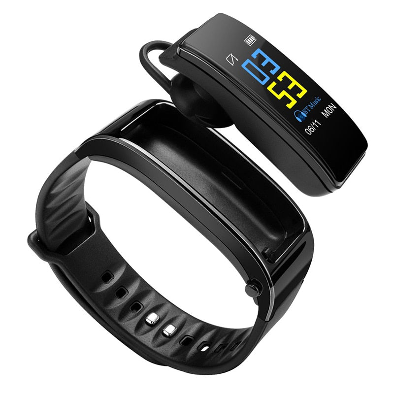 Smart Bracelet with Detachable Earbud and Heart Rate