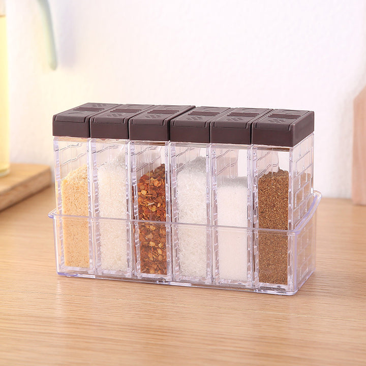 Spice Organizer Set, 6 Clear Tanks with Sprinkle Lids