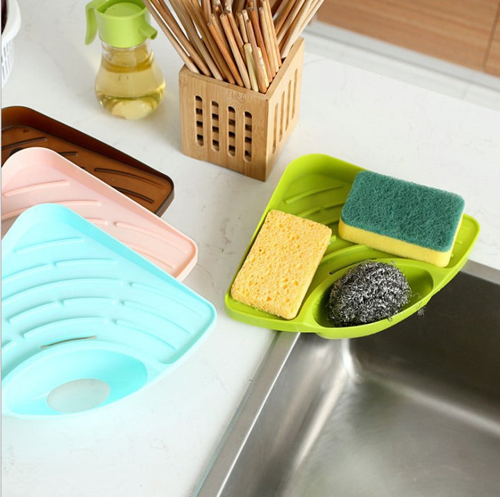 Kitchen Sink Sponge Holder Tray with Drainage Ridges