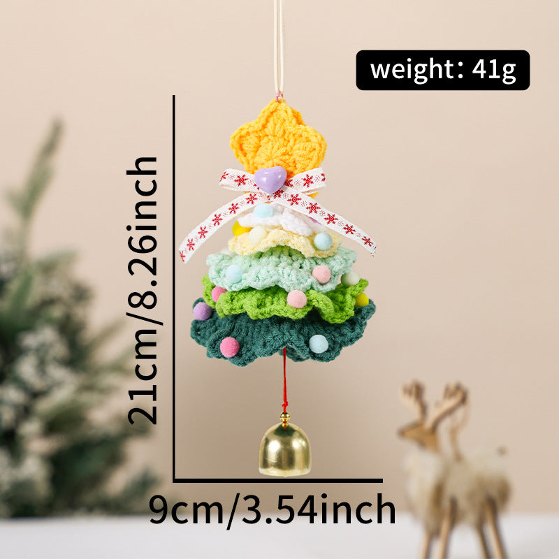 Knitted Christmas Tree Hanging Ornament With Festive Bell