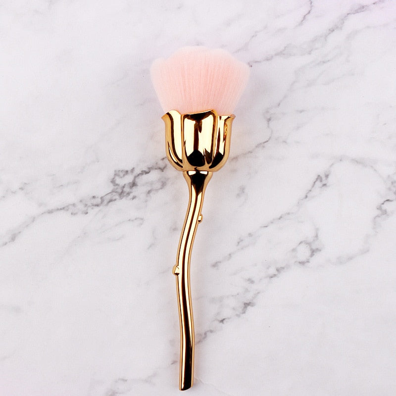Rose Nail Dust Brush Set — Soft, Fluffy Flower-Shaped Bristles