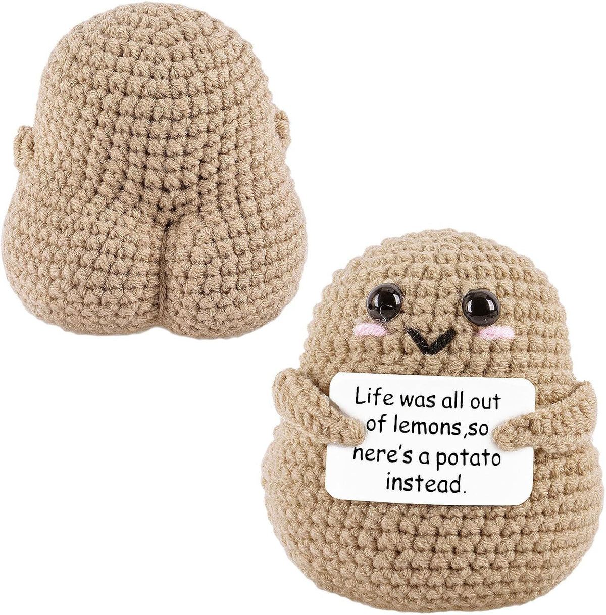 Crocheted Encouragement Doll for Cheerful Desk Decor