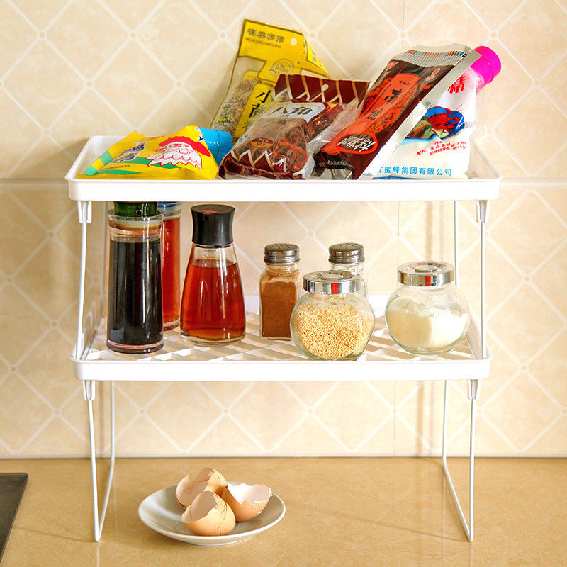 Foldable Two-Tier Kitchen Shelf Rack for Counter Space